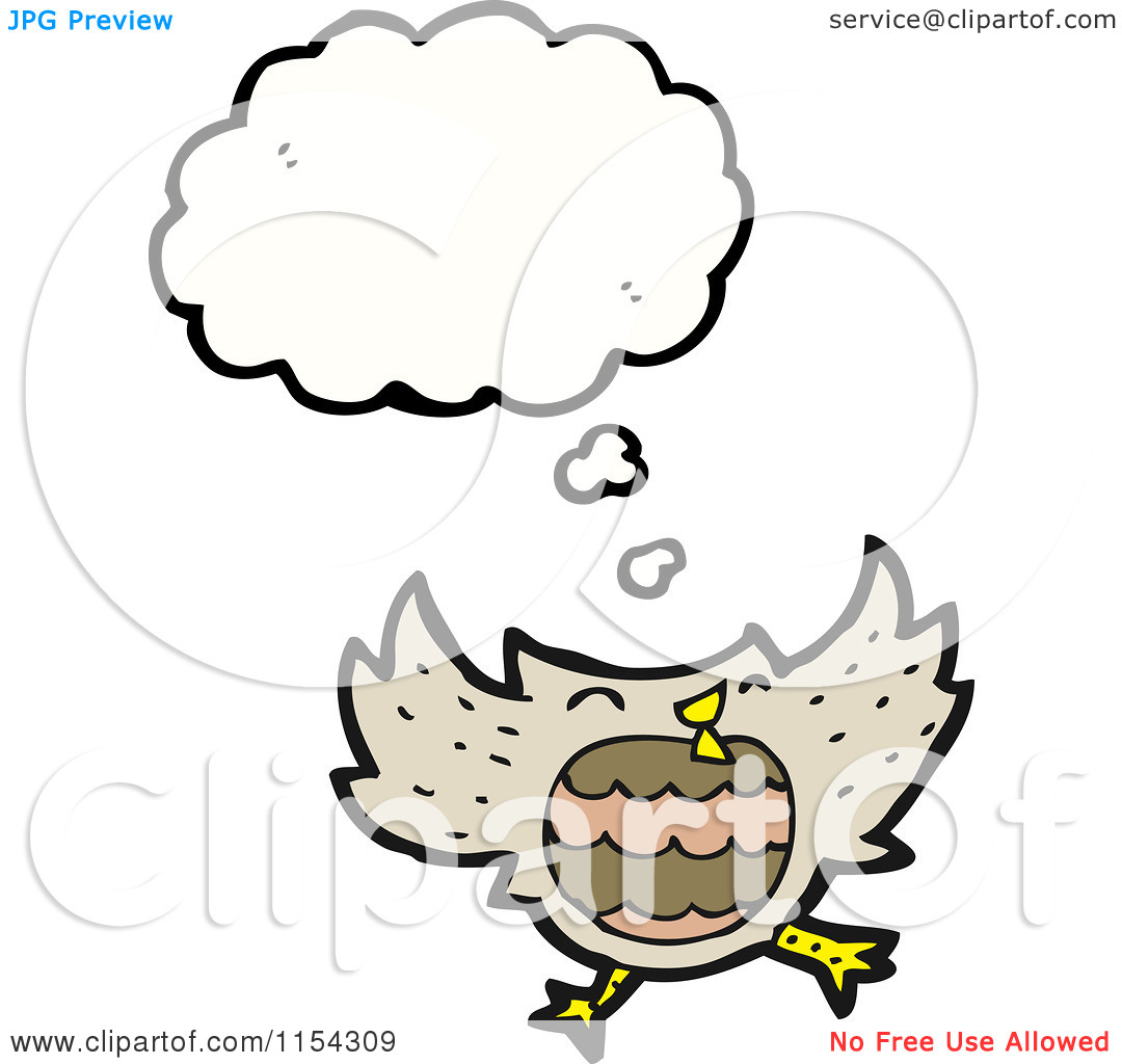 Cartoon Of A Thinking Owl   Royalty Free Vector Illustration By