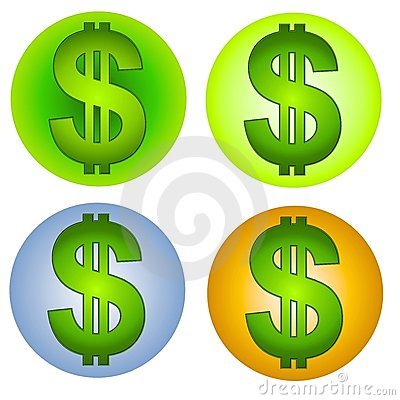 Clip Art Illustration Of 4 Different Cash Dollar Money Icons In Your
