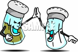 Clip Art Image Happy Salt And Pepper Shakers Hugging