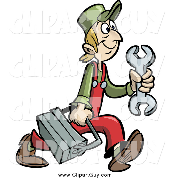 Clip Art Of A Handy Man Or Mechanic Carrying A Tool Box By Frisko    