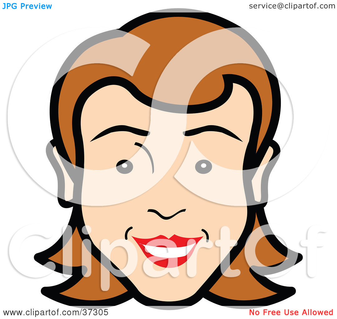 Clipart Illustration Of A Friendly Womans Face With Red Lipstick By