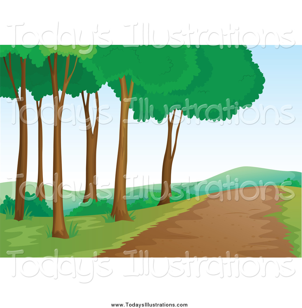 Clipart Of A Nature Trail And Trees By Colematt    8259