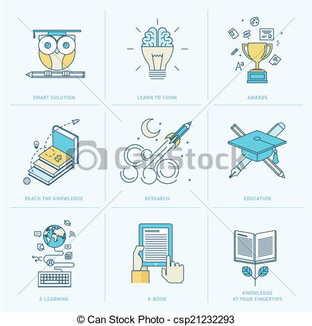 Flat Line Icons For Education   Csp21232293