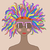 Girl With Colorful Hair   Clipart Graphic