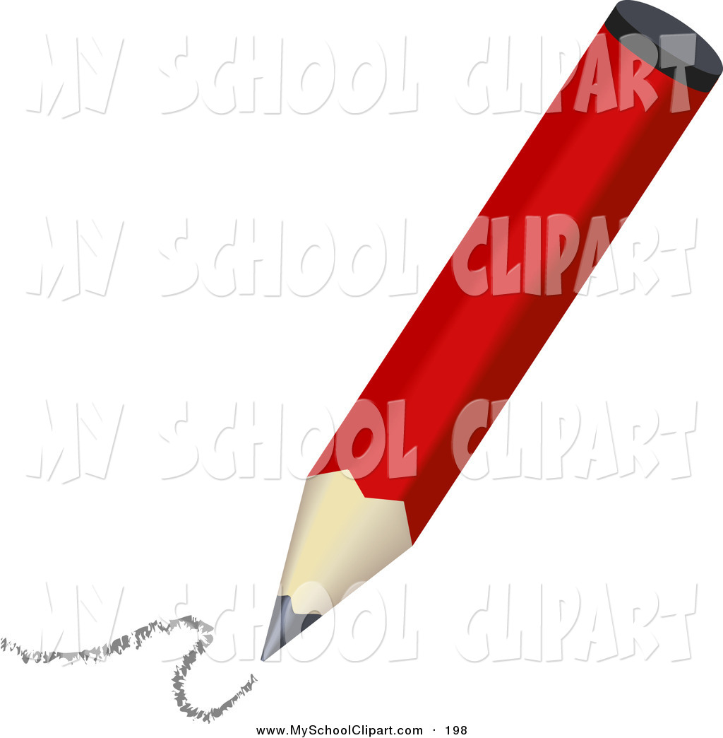 Larger Preview  Clip Art Of A Red Pencil Drawing A Waving Line By