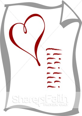 Note With Heart And Written Message   Christian Heart Clipart