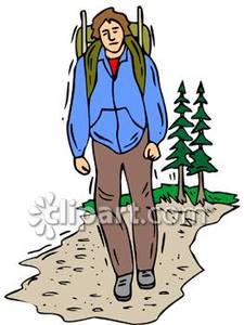 Person Hiking Along Nature Trail Royalty Free Clipart Picture
