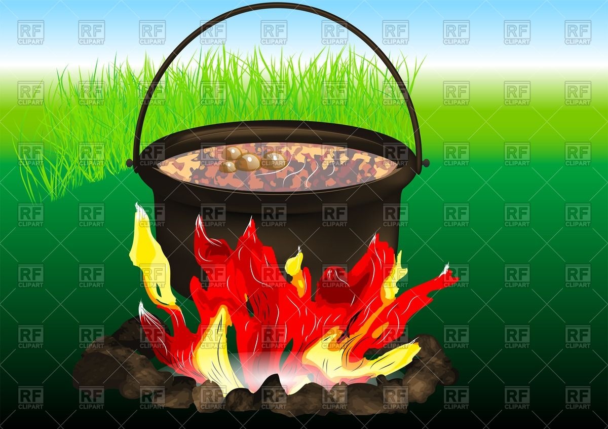 Pot On Fire Clipart Old Cast Iron Pot On Fire