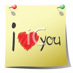 Royalty Free Clipart Image  I Heart You Written On A Sticky Note