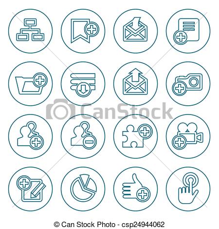 Set   Flat Line Icons Set Of Web Signs    Csp24944062   Search Clipart
