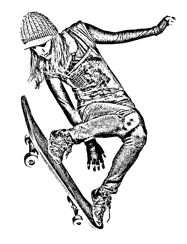 Skateboarder Girl Sketch