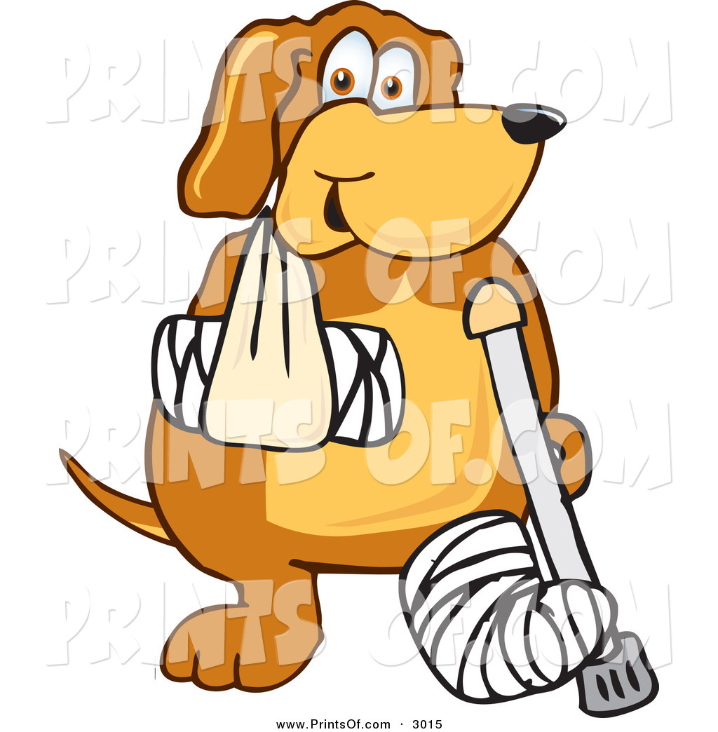 Smiling Man With Broken Leg And Crutch Clipart Image