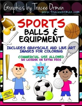 Sports Balls   Equipment Clip Art Graphics For Commercial Use