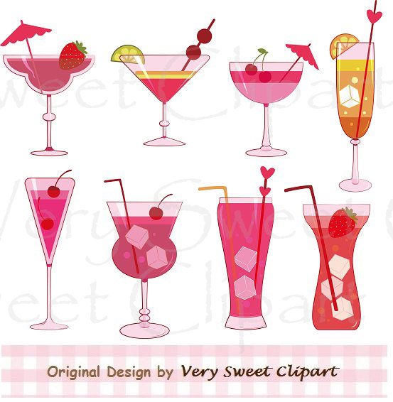 Summer Drink Clipart Digital Illustration Instant Download