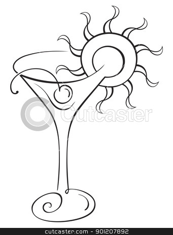 Summer Drink Stock Vector Clipart Symbol Of Drink With Cherry On