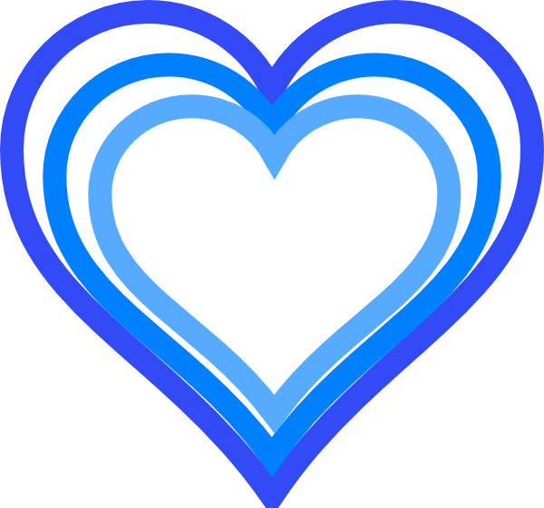 Triple Blue Heart Outline Clip Art At Clker Com   Vector Clip Art    