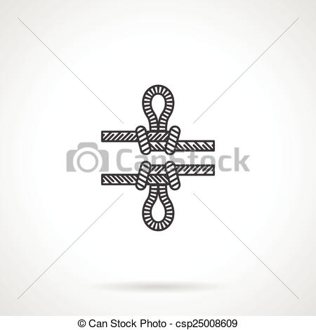 Vector Clipart Of Rope Knot With Loop Flat Line Vecto   Flat Line