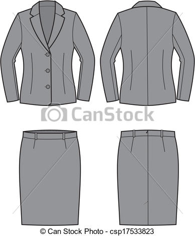 Vector Illustration Of Women S Business Suit  Jacket And Skirt  Front