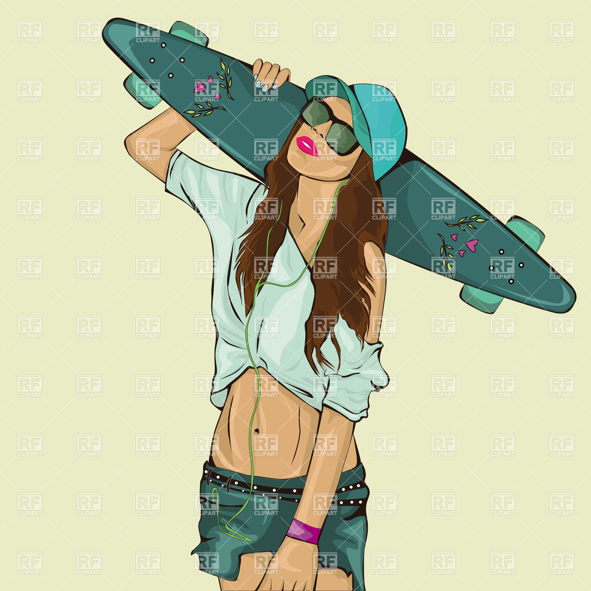 Young Girl Standing With Skateboard   Skateboarder Teenybopper Sport
