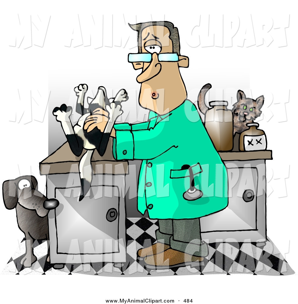 Art Of A Veterinarian Man Handling A Dead Dog On A Table By Dennis Cox