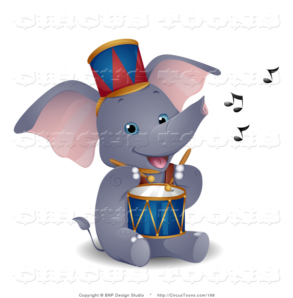 Circus Clipart Of A Cute Baby Circus Elephant Playing A Drum By Bnp