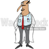 Clipart Of A Hispanic Male Doctor Standing In A Lab Coat   Royalty    