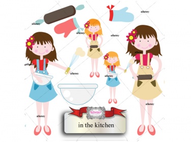 Cooking Girl Clipart Set Ii   Meylah
