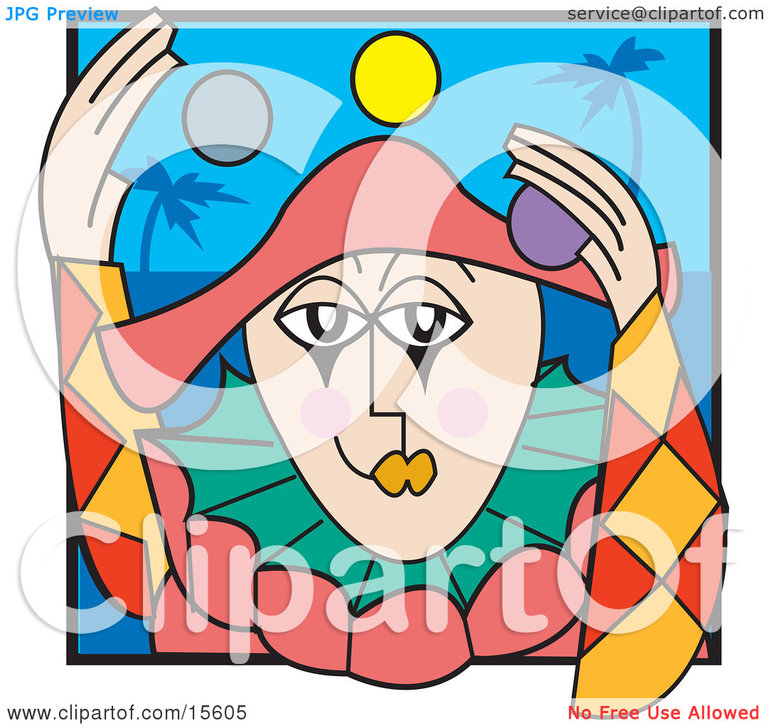 Friendly Clown Juggling Balls Clipart Illustration By Andy Nortnik
