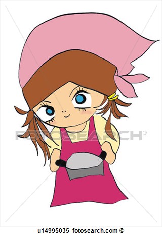Girl Cooking Illustration Cartoon Portrait View Large