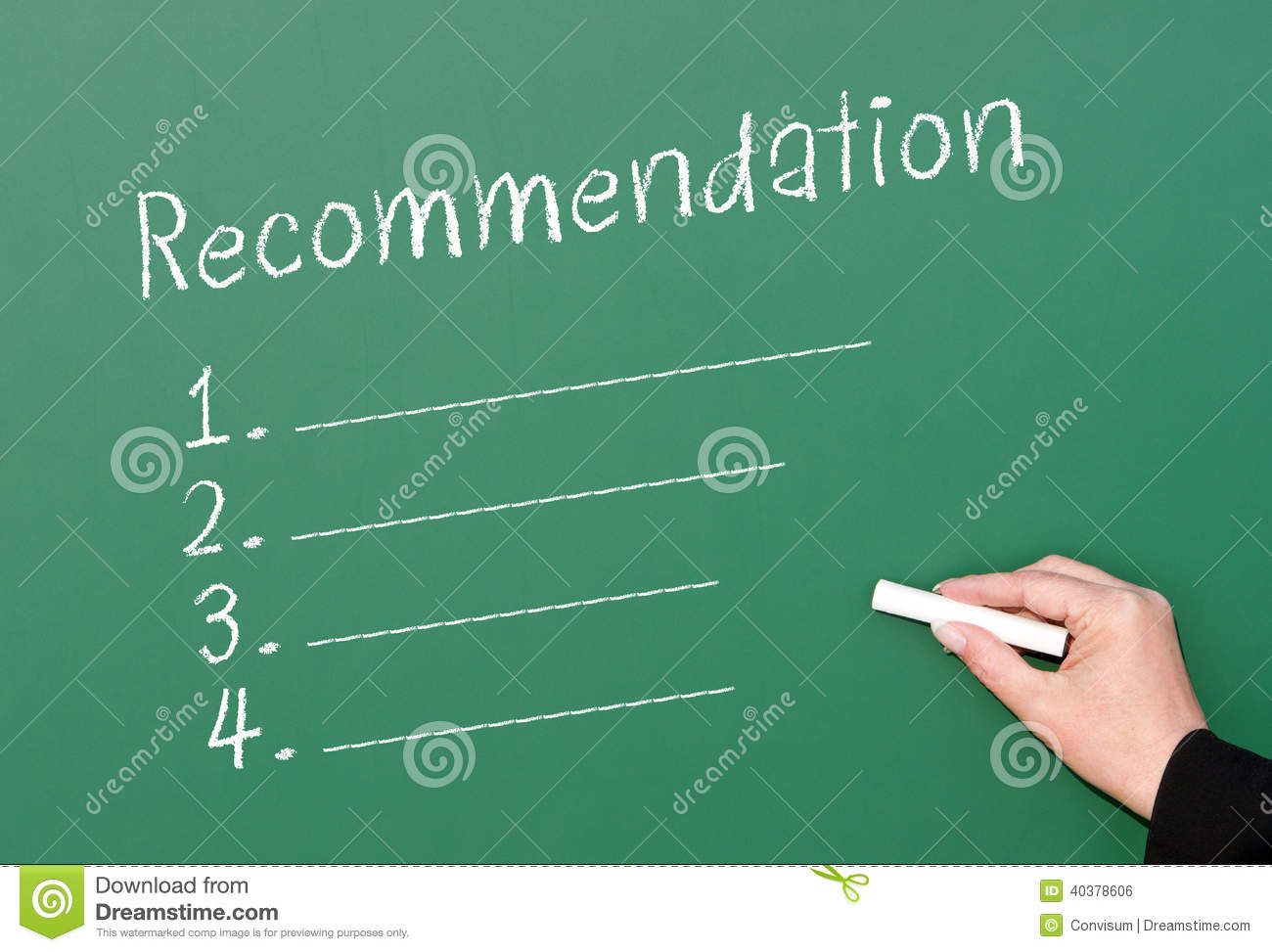 Green Chalkboard With A Blank List Of Numbered Recommendations And A    
