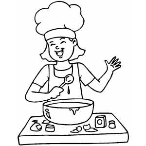 Happy Cooking Girl Coloring Page Happy Cooking Girl Download Now Png    