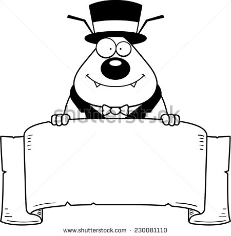 Illustration Of A Flea Circus Ringmaster With A Banner    Stock Vector