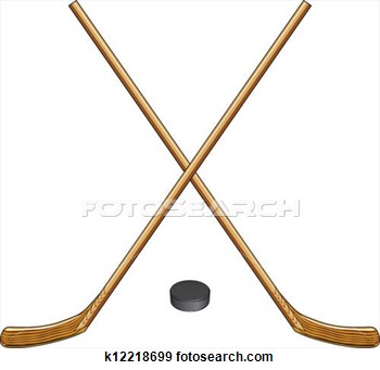 Illustration Of Two Crossed Ice Hockey Sticks And A Hockey Puck