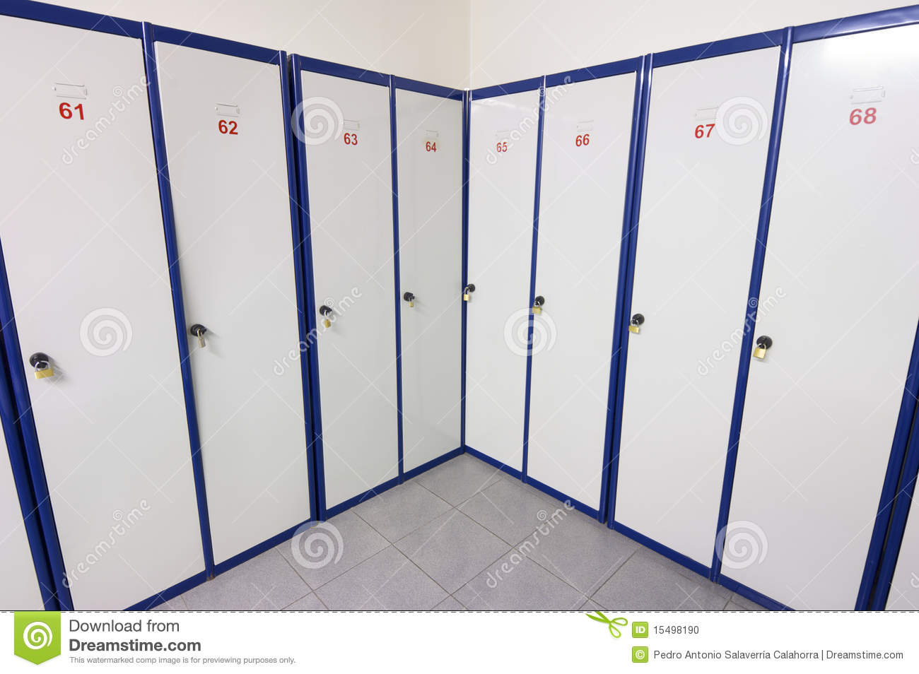 Lockers Numbered White And Blue For Clothing And Personal Items 