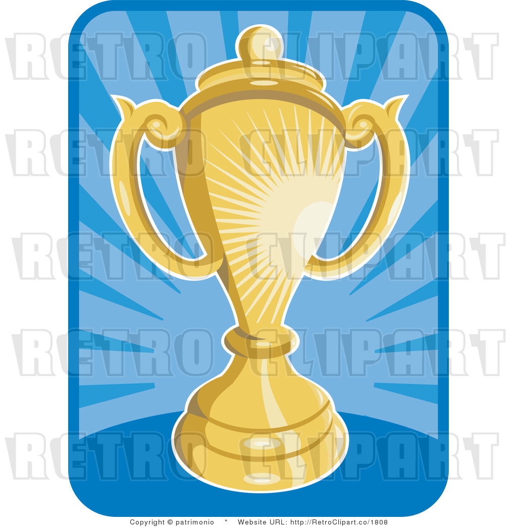 Retro Trophy Over Blue Ray Background Retro Clip Art Patrimonio