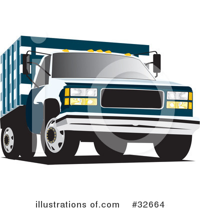 Royalty Free Rf Clipart Illustration Of A 3d Blue Big Rig Truck With