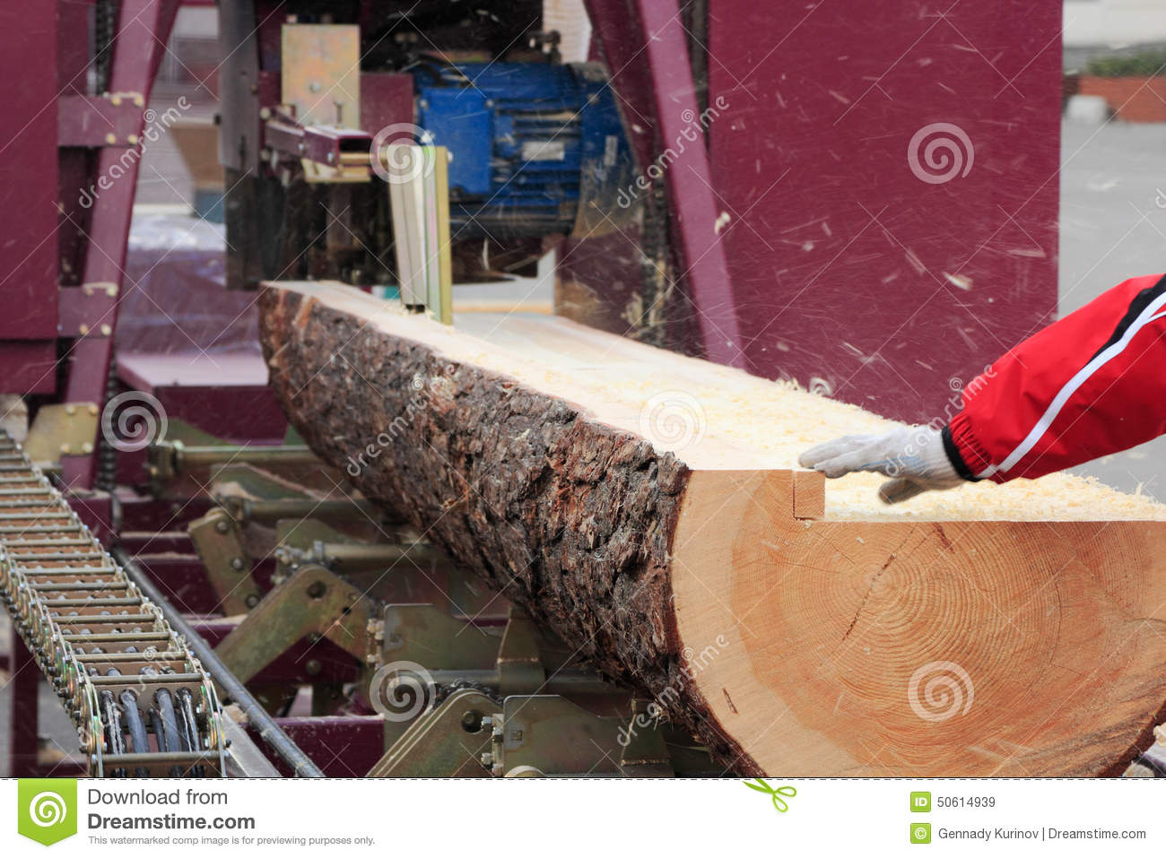 Sawing Boards From Logs With Circular Sawmill 