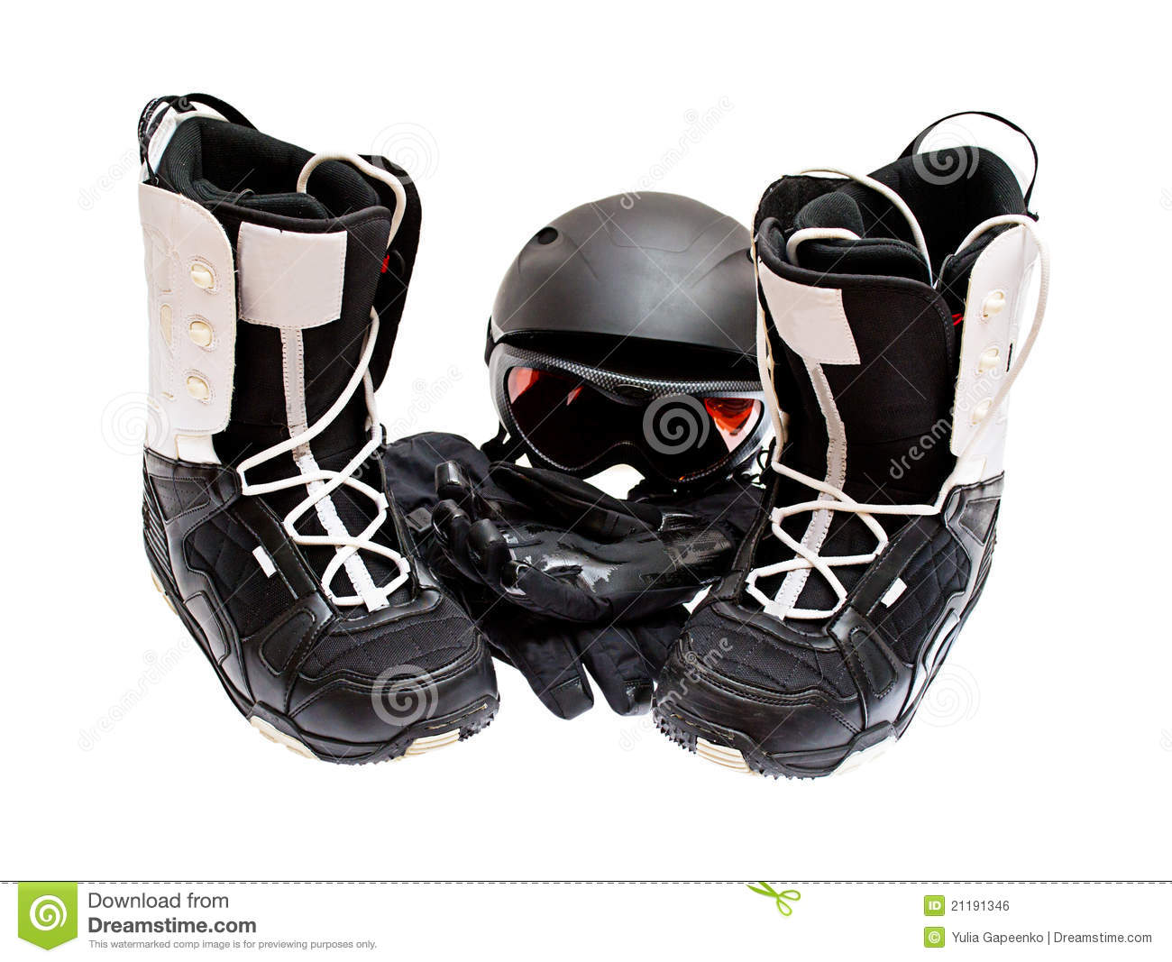 Snowboard Boots Helmet Gloves Glasses Royalty Free Stock Image