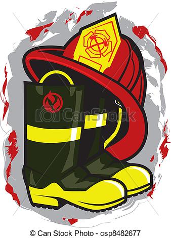 Vector   Fireman Hat And Boots   Stock Illustration Royalty Free