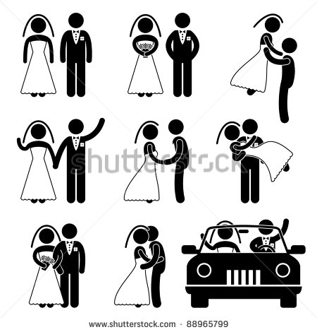 Wedding Bride Bridegroom Married Marry Marriage Car Icon Symbol Sign    