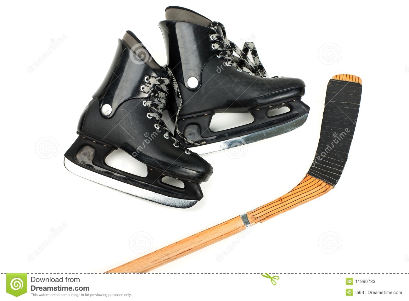 Winter Hockey Sport Ice Skates And Stick Equipment
