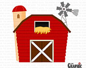Barn Clip Art   Red Barn House Barnyard Clip Art  Personal Or Commerci