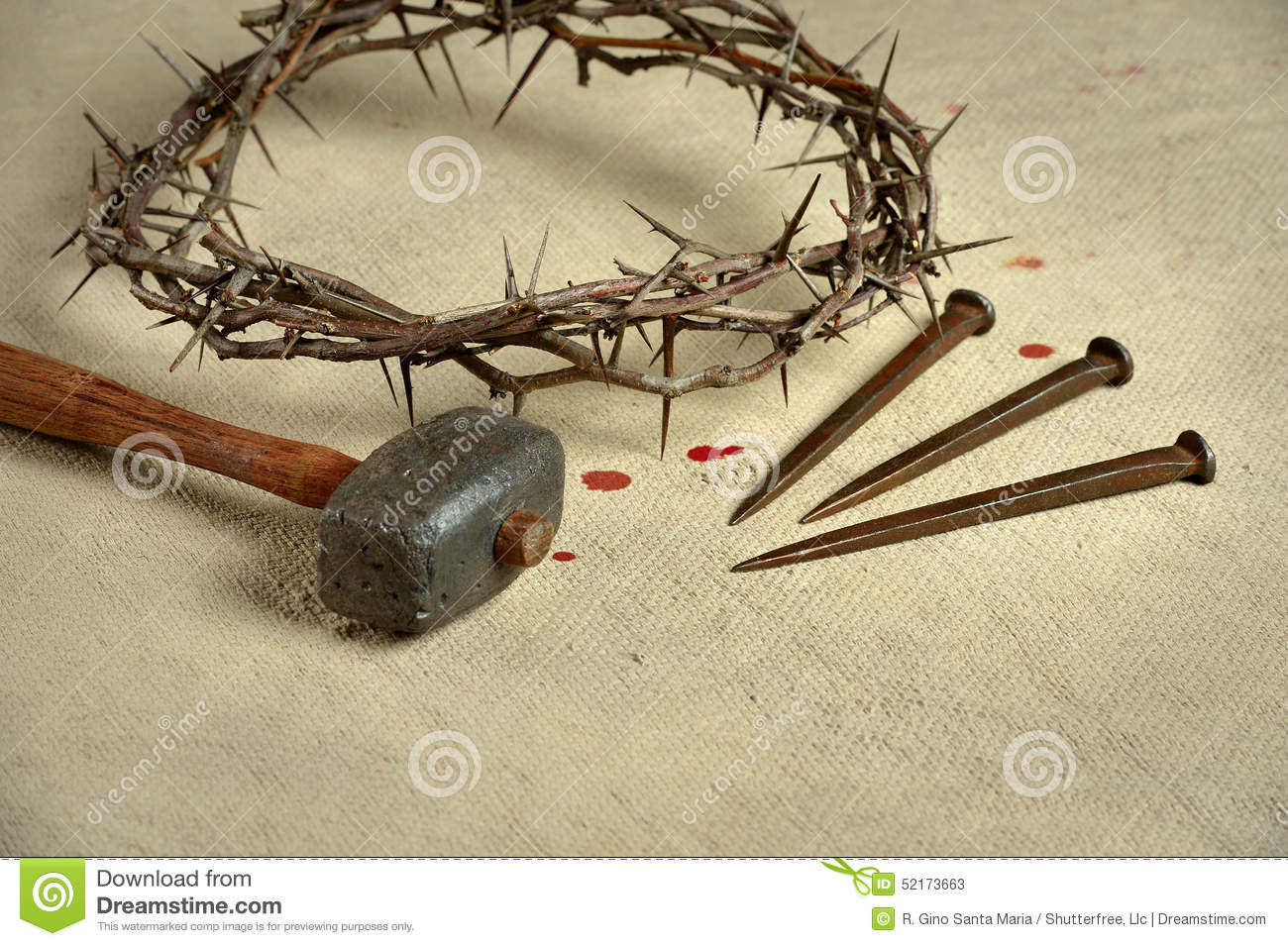 Christian Symbols Of The Crucifixion With Crown Of Thorns Nails And