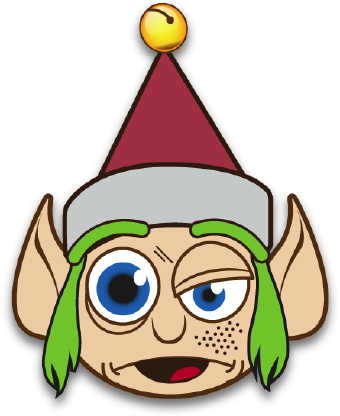 Clip Art Of A Crazy Christmas Elf With Green Hair And A Red Jingle