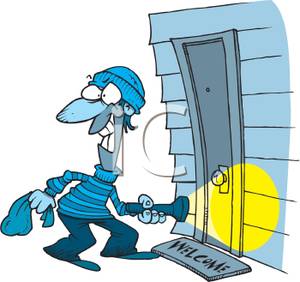 Clipart Image  A Burglar Breaking Into A House