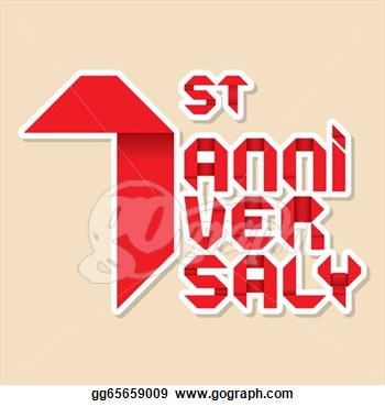Clipart   The Abstract Of Ribbon 1 Year Anniversary Vector  Stock