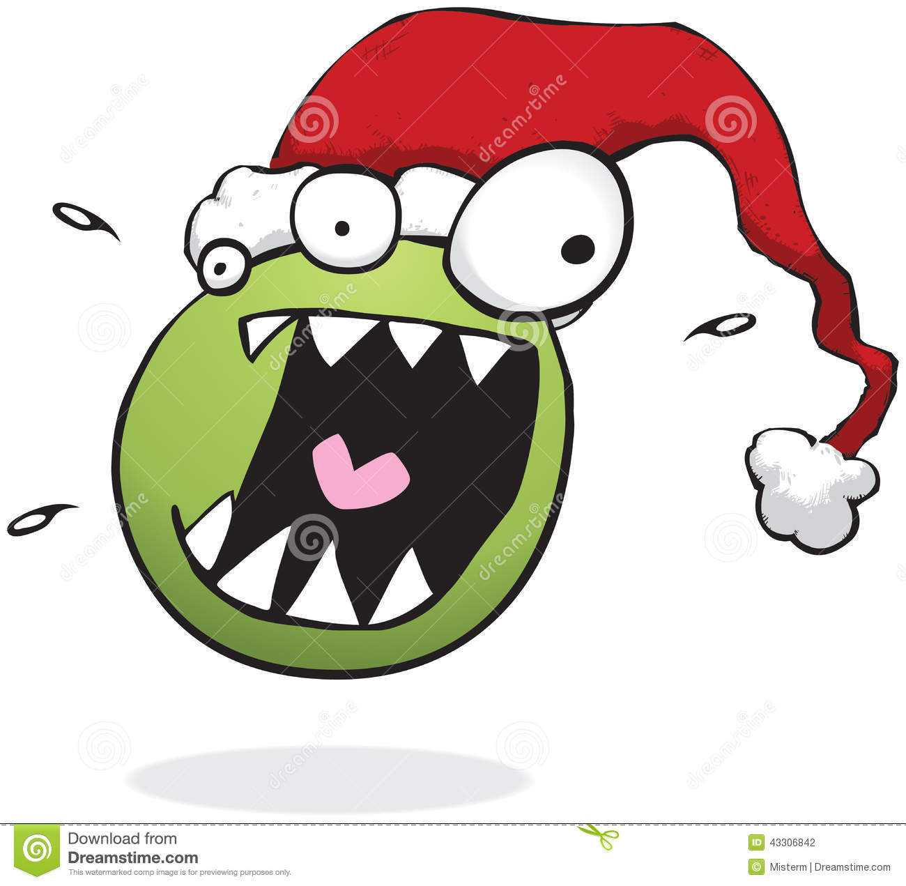 Crazy Christmas Monster Wearing A Santa Hat Stock Vector   Image