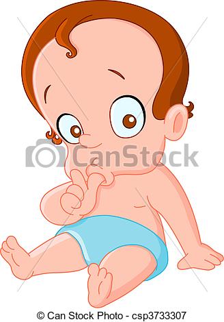 Cute Baby Boy With Brown Hair Sucking    Csp3733307   Search Clipart
