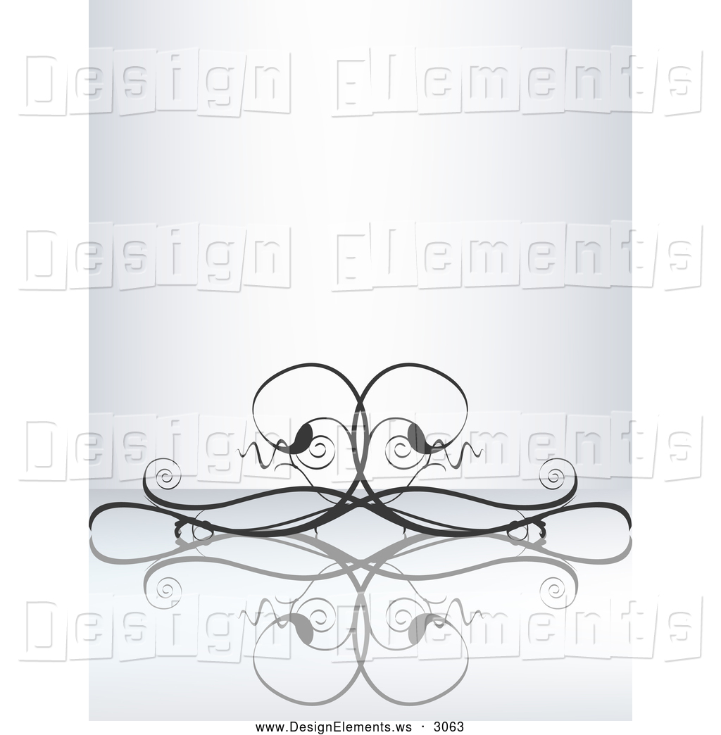 Design Element Clipart Of A Elegant Wavy Curly Vine Over A Reflective