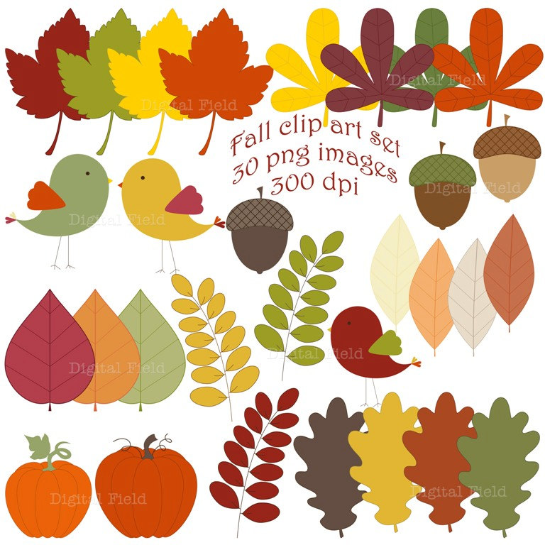 Fall Clip Art Set 30 Png Images Autumn Printable By Digitalfield